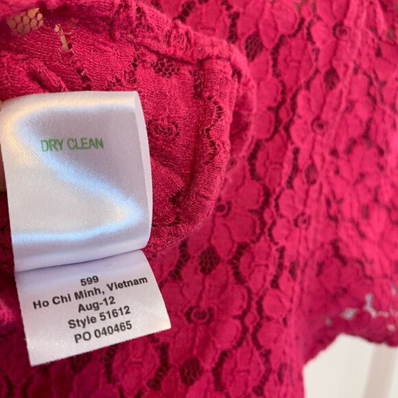 Lilly Pulitzer sz S Hot Pink Poppy Floral Sheer Lace Short Sleeve Top Fuchsia - Picture 8 of 8